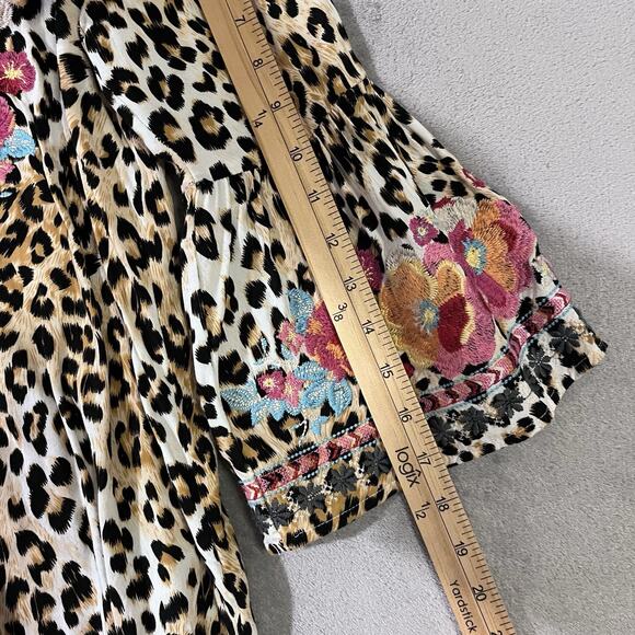 SAVANNA JANE Embroidered Top Ruffled Sleeve Size S Boho Hippie Festival Retro - Picture 6 of 8